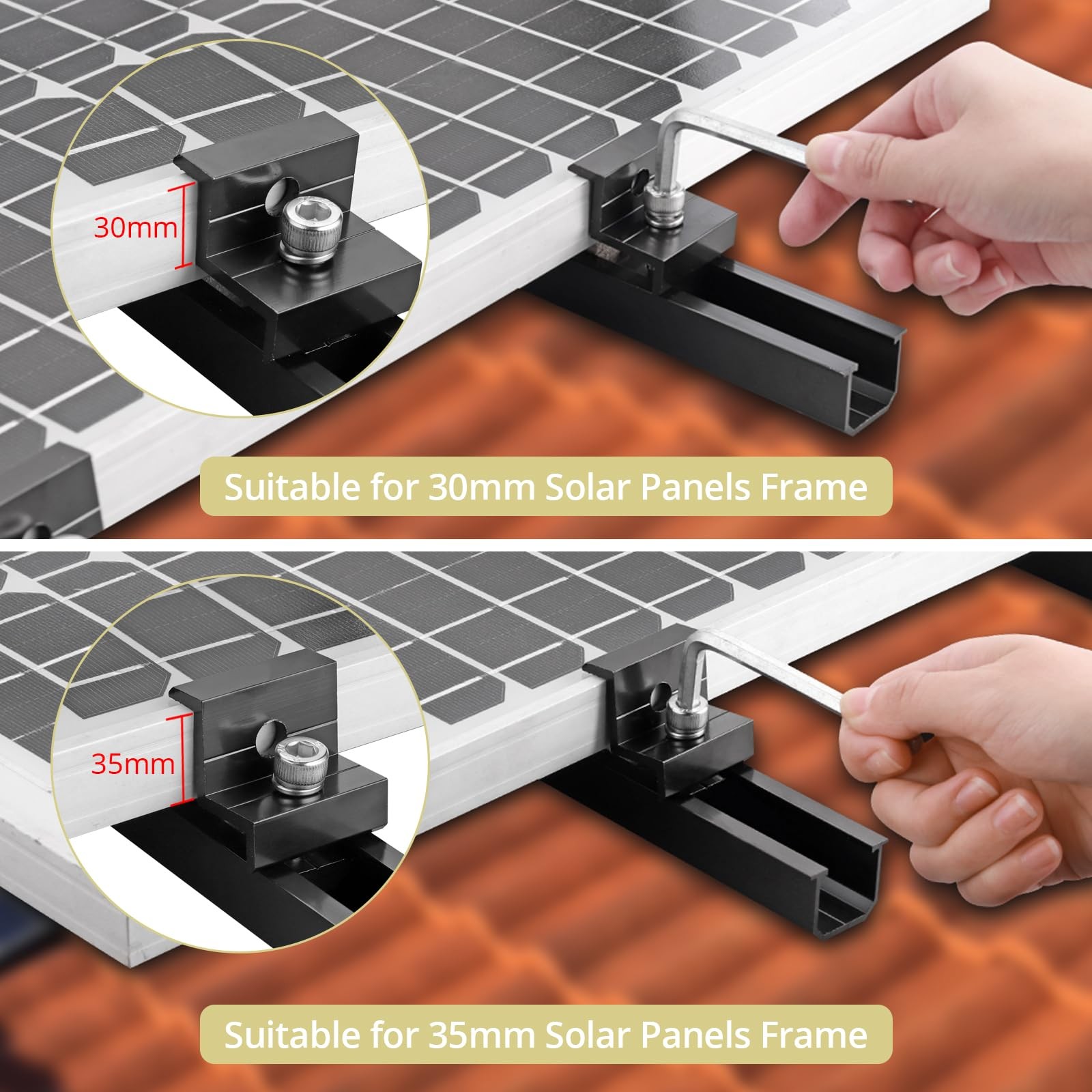 Solar Panel Bracket Kit, 6 Pcs 7.87 in Aluminium Solar Panel Mounting Rail 30…