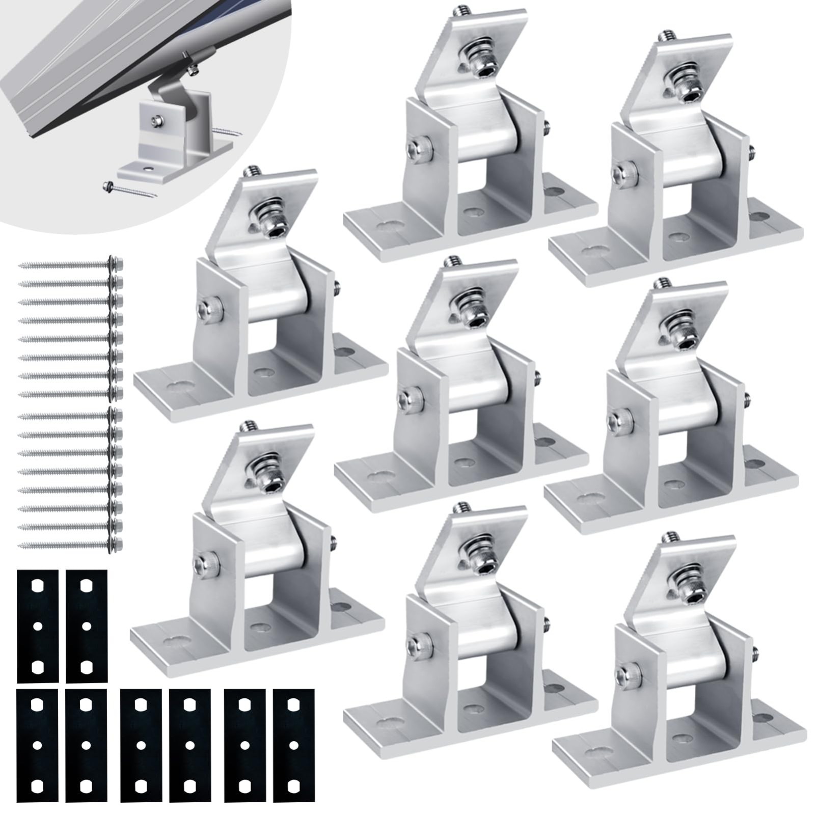 Adjustable Solar Panel Mounting Brackets Kit – 8PCS, 10-60° Tilt for RV Roof 400