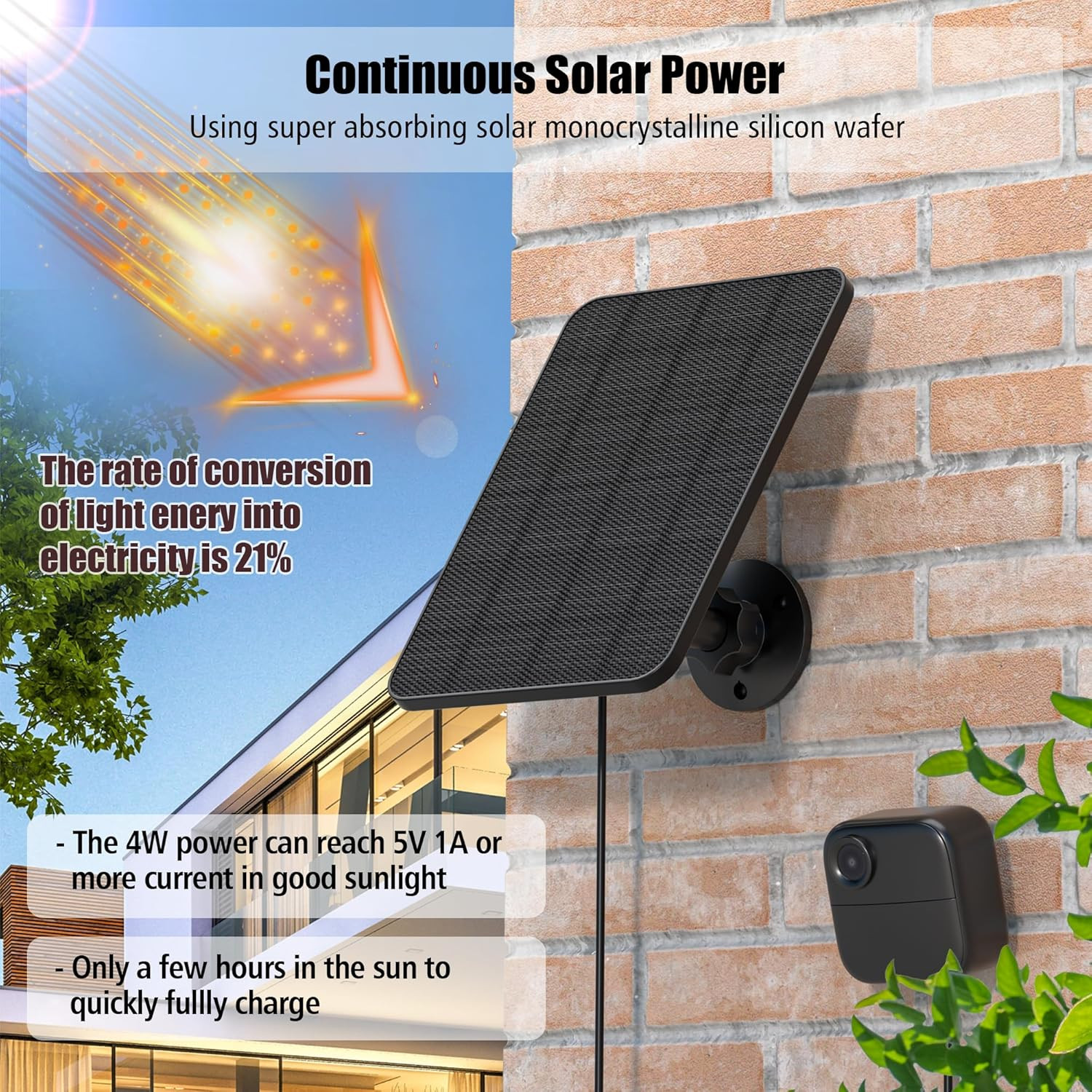 5 Pack Solar Panel for Blink Outdoor 2K+/4(4Th Gen)/Outdoor(3Rd Gen) XT3 and XT2