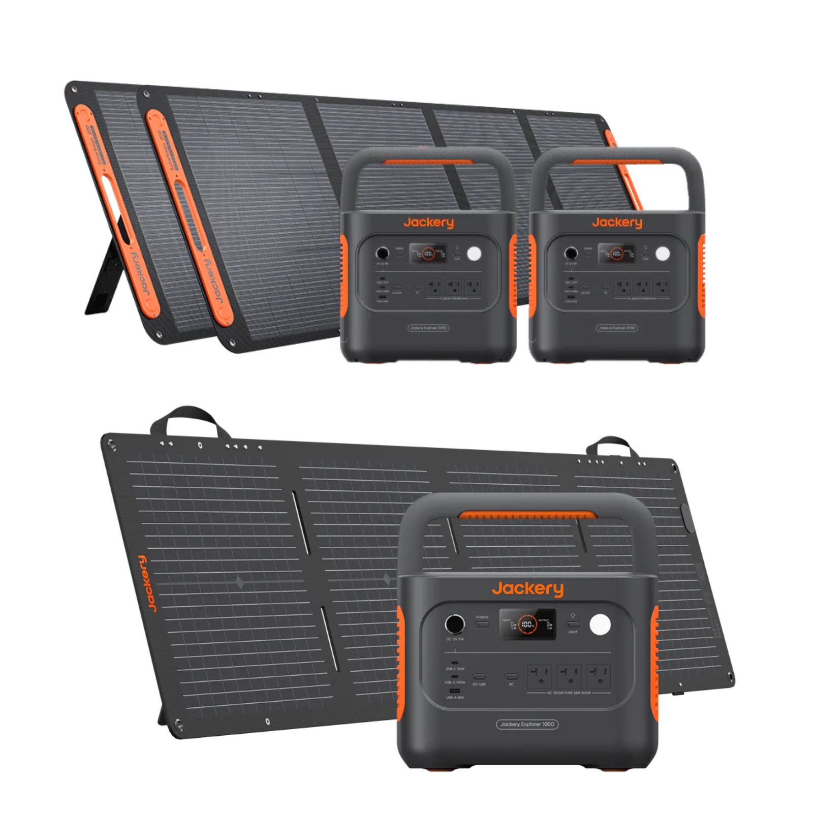 Qty 3 Jackery E1000V2 +Two 200W + 100W Solar Panel-Ships to PR HI AK Guam Saipan