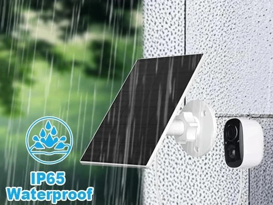 Solar Panel for Security Camera, 2 Pack 2W Solar Charger with Micro USB & USB-C