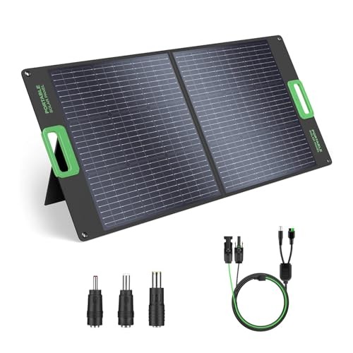 100W Portable Solar Panel for Power Station Generator, 20V Foldable Solar Black
