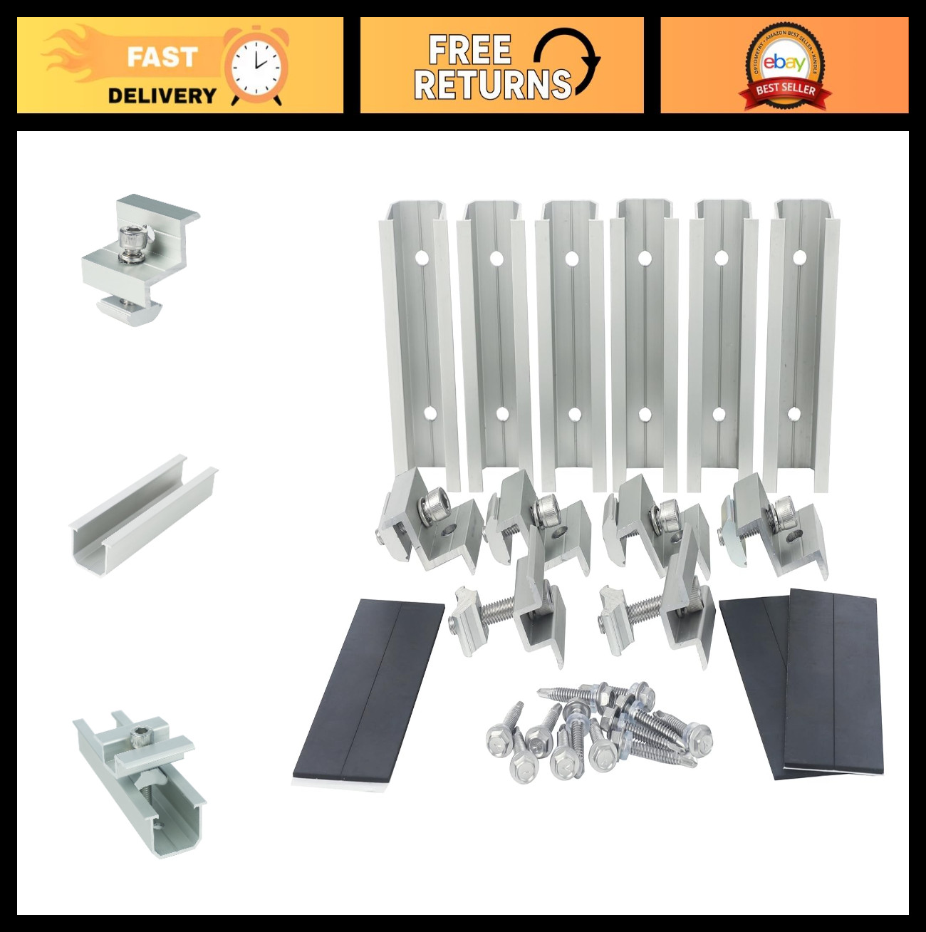 Universal Solar Panel Roof Mounting Kit – Complete 2 Panel Rack System for DIY,