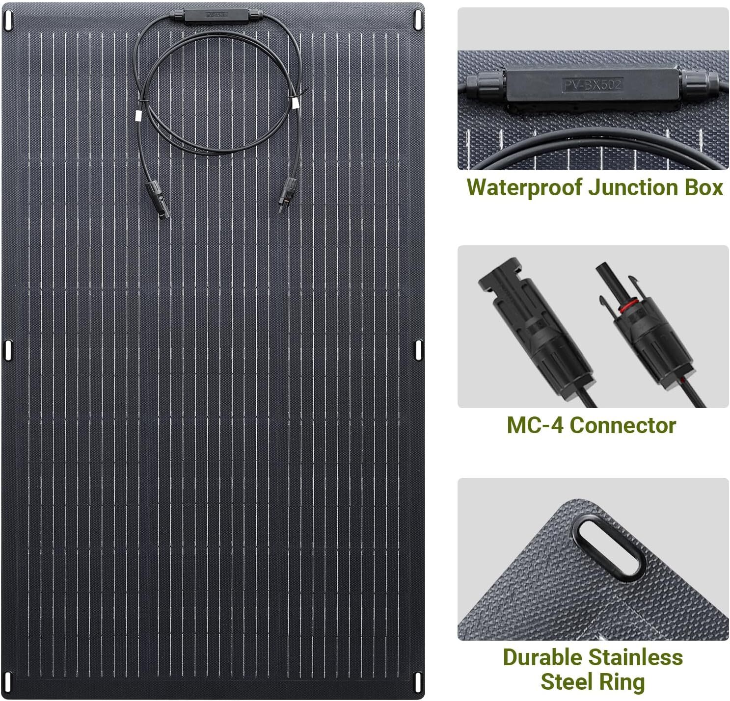 ALLPOWERS Flexible Solar Panel 100W Monocrystalline Solar Charger