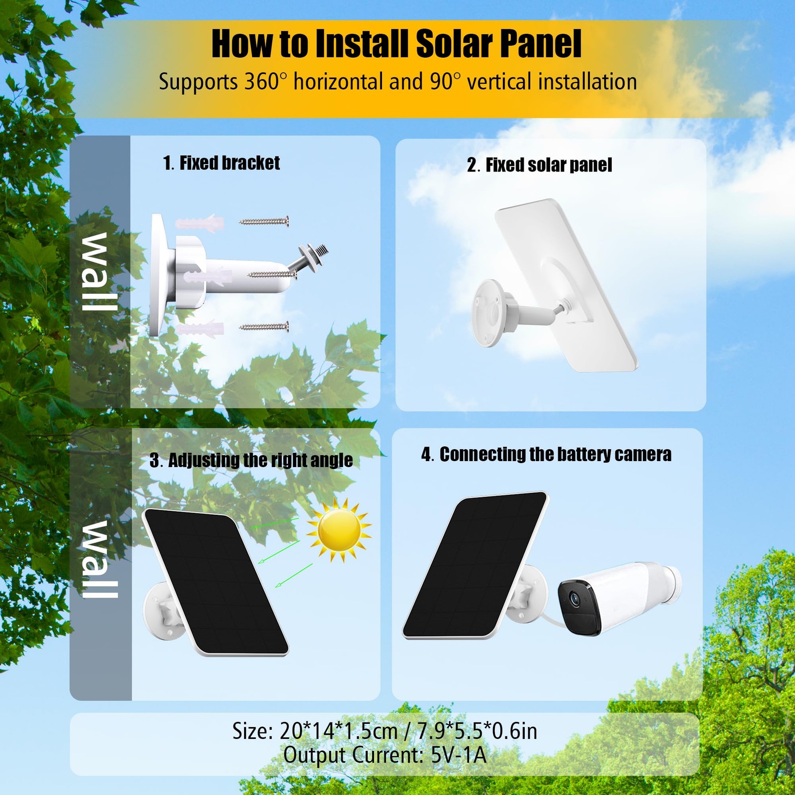 Solar Panel for eufy Camera,Security Camera,5V 4W Solar Panel for eufyCam 2/2