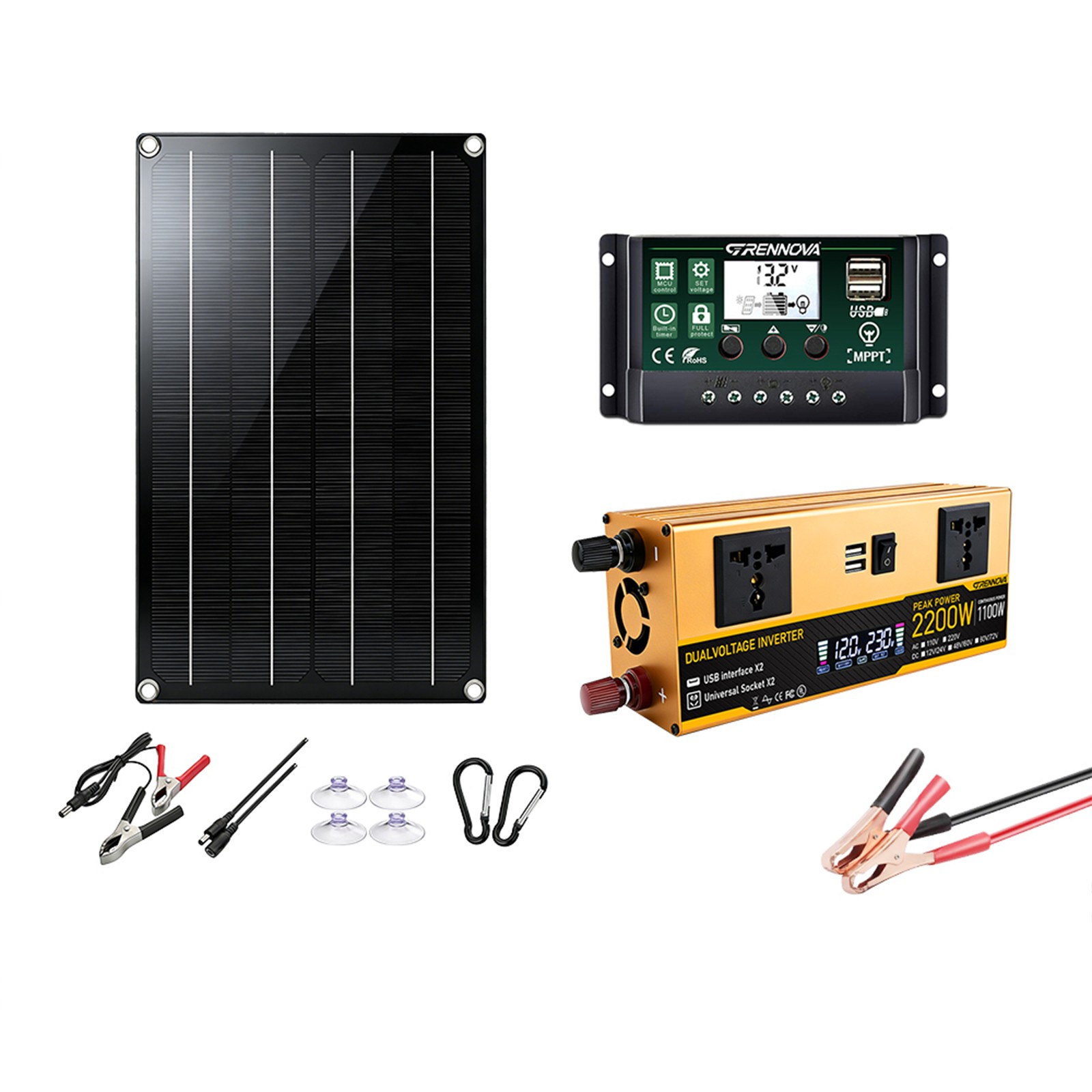 Grennova 2200W Off-Grid Solar Station 60W Panel 60A MPPT Dual Voltage Inverter
