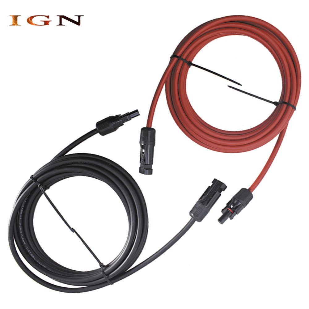 High Quality 10 AWG 15ft 1 Pair Solar Panel Extension Cable Wire Connector