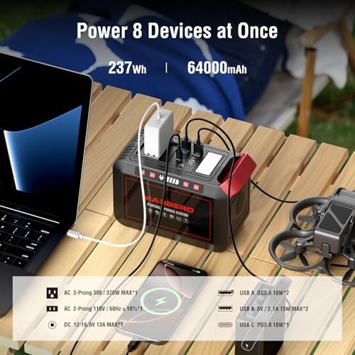 MARBERO 237Wh Solar Generator with Solar Panel 300W Pure