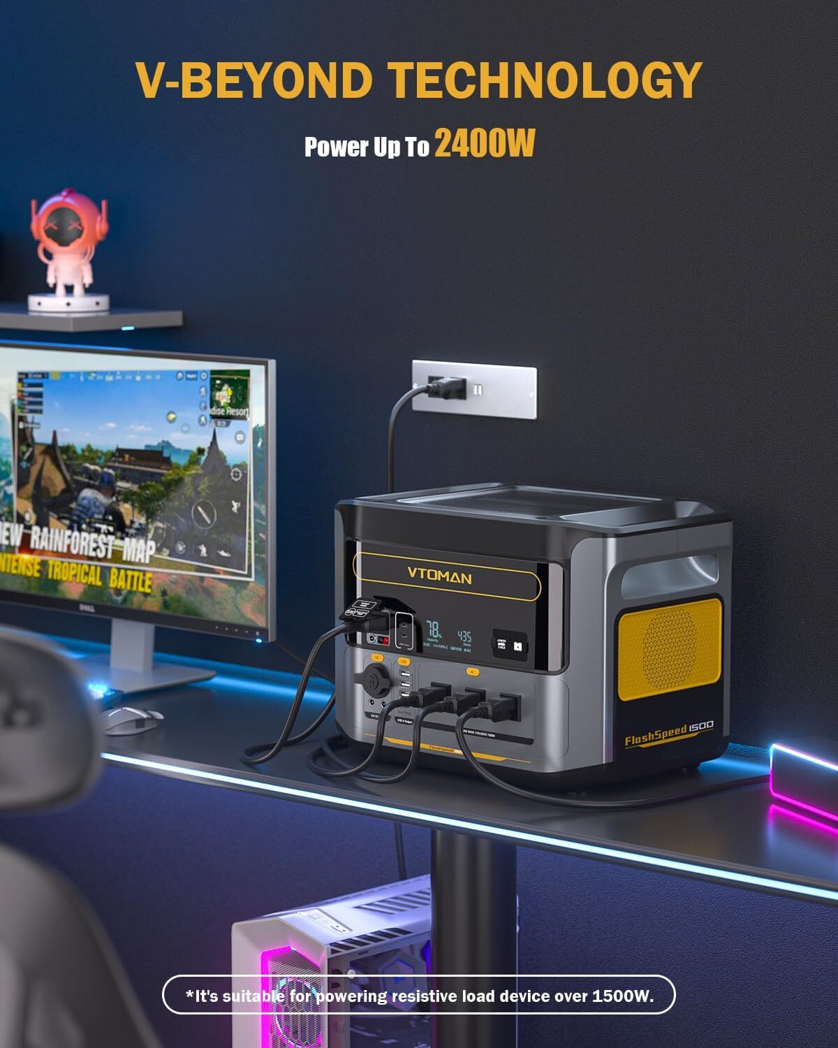 VTOMAN FlashSpeed 1500 Power Station With Extra Battery 3096Wh Solar Generator