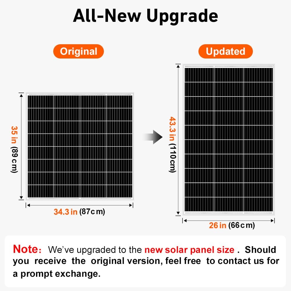 Monocrystalline Solar Panel Size 150W 18V for 12V System, Aluminum Frame, MC4…
