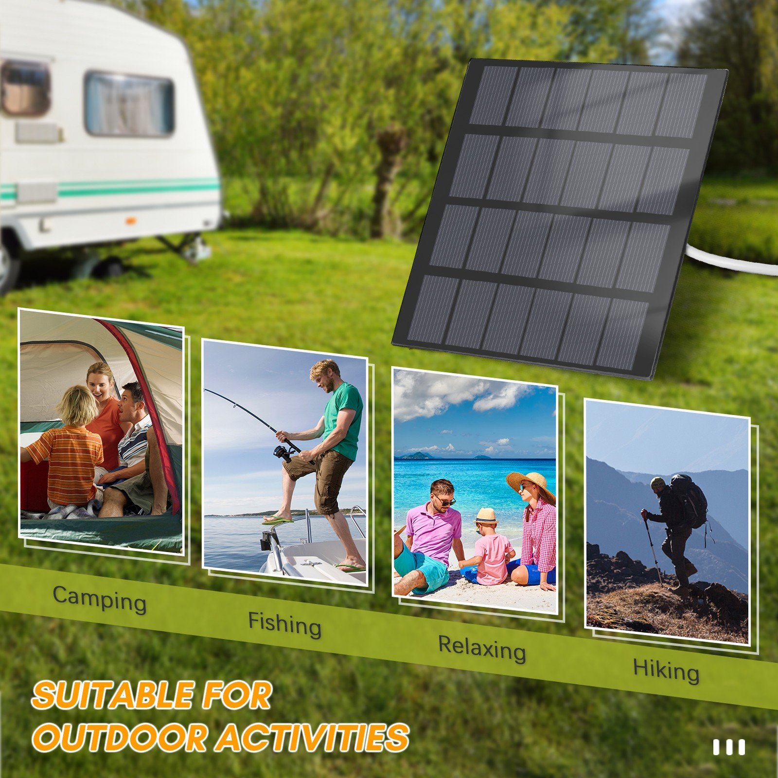 1-1.5W 6V Portable Solar Charger Waterproof Solar Panel Charger For Camping With