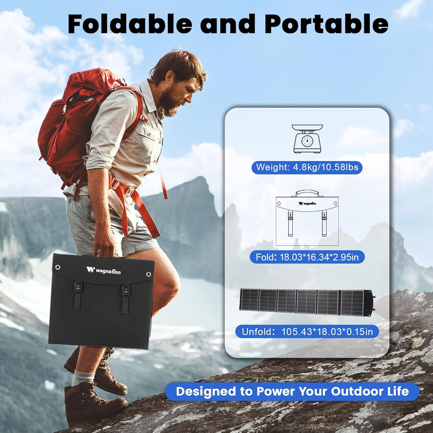 200W Portable Solar Panel Charger, Foldable & Waterproof for Camping & Hiking