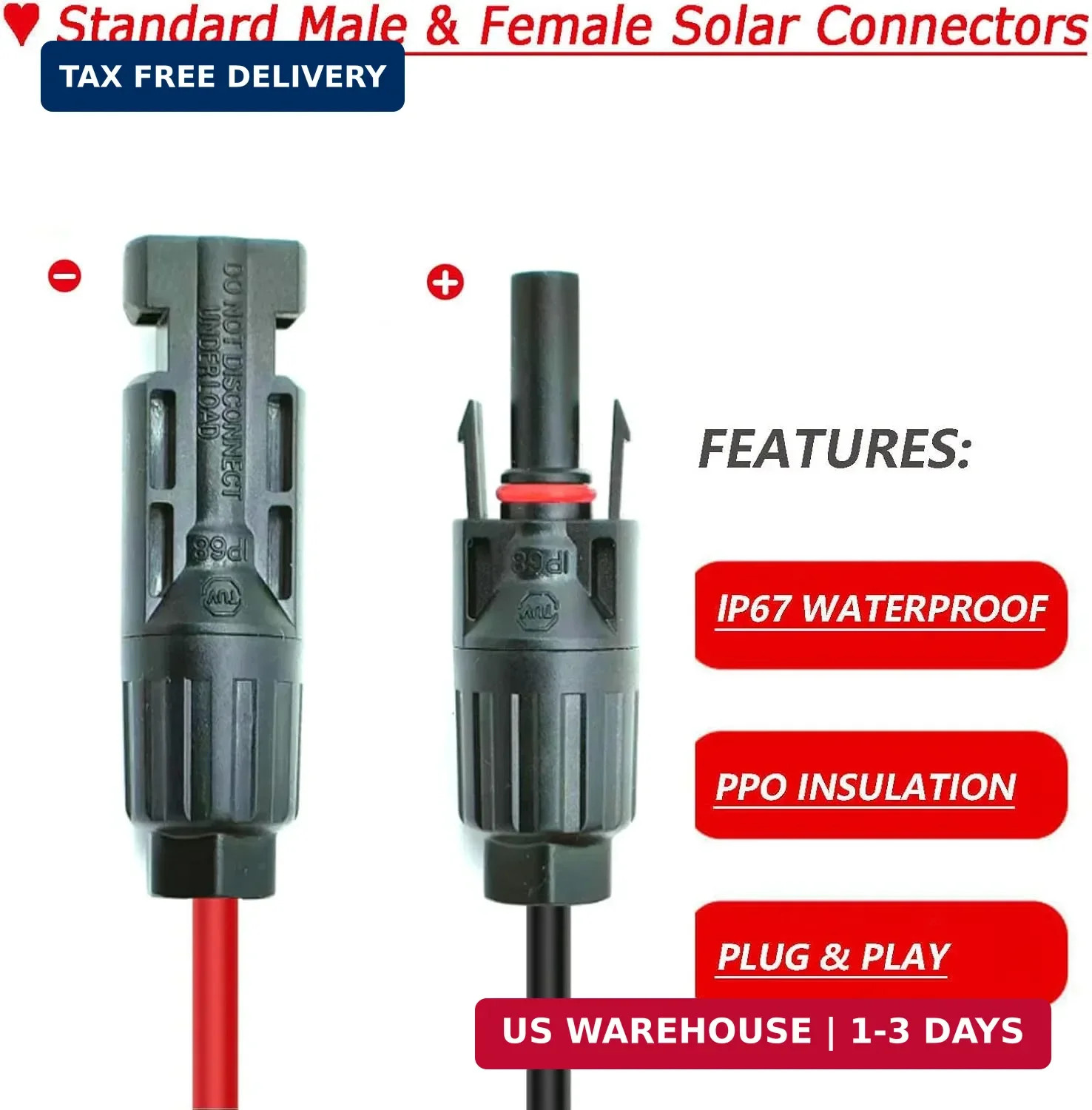 12AWG 25FT Solar to XT60 Cable,Solar Charge Cable with XT60 Female Adapter for P