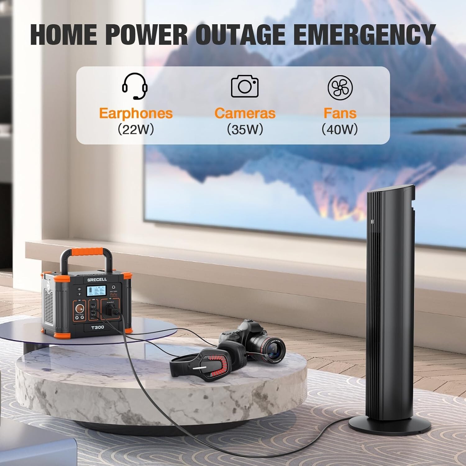 Grecell 300W Portable Power Station 288Wh Solar Generator Backup Battery(used)
