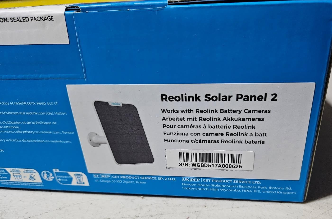 New Sealed Reolink Solar Panel 2 Non-Stop Solar Power All Battery Camera Outdoor