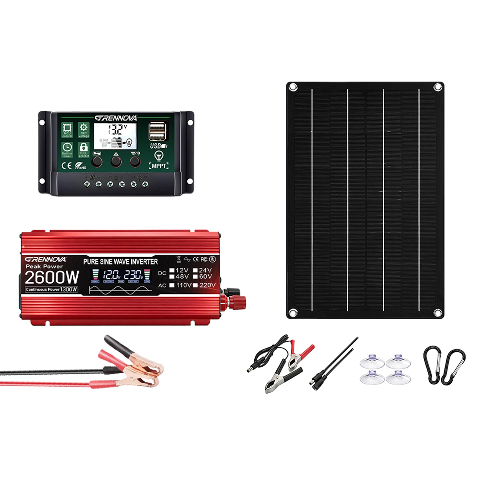 Grennova 2600W Off-Grid Solar System 50W Panel 60A MPPT Dual Voltage Inverter