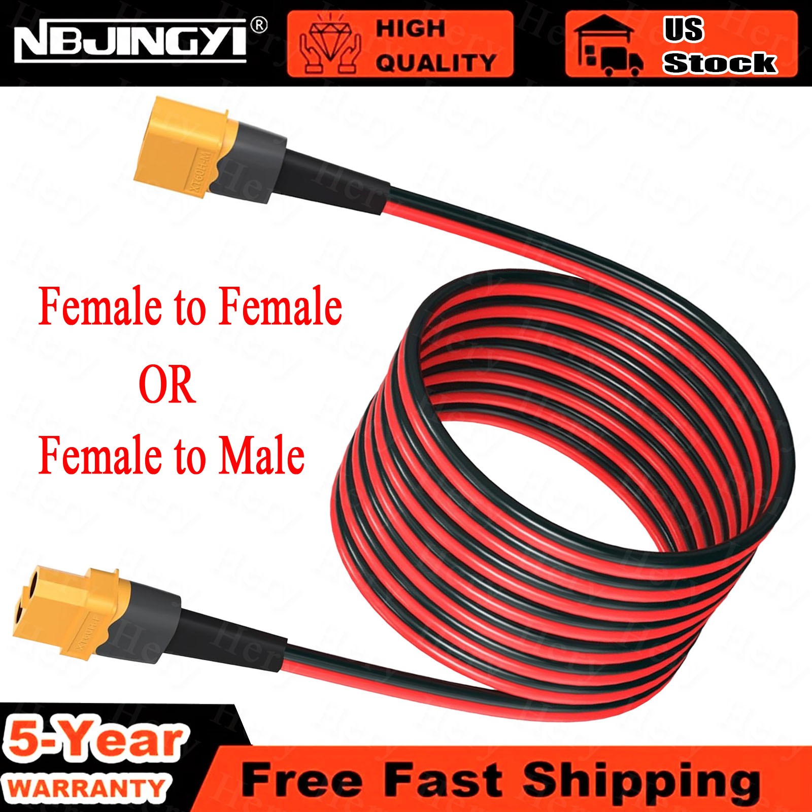 10AWG XT60 to XT60 Male Female Connector Adapter Battery Solar Extension Cable