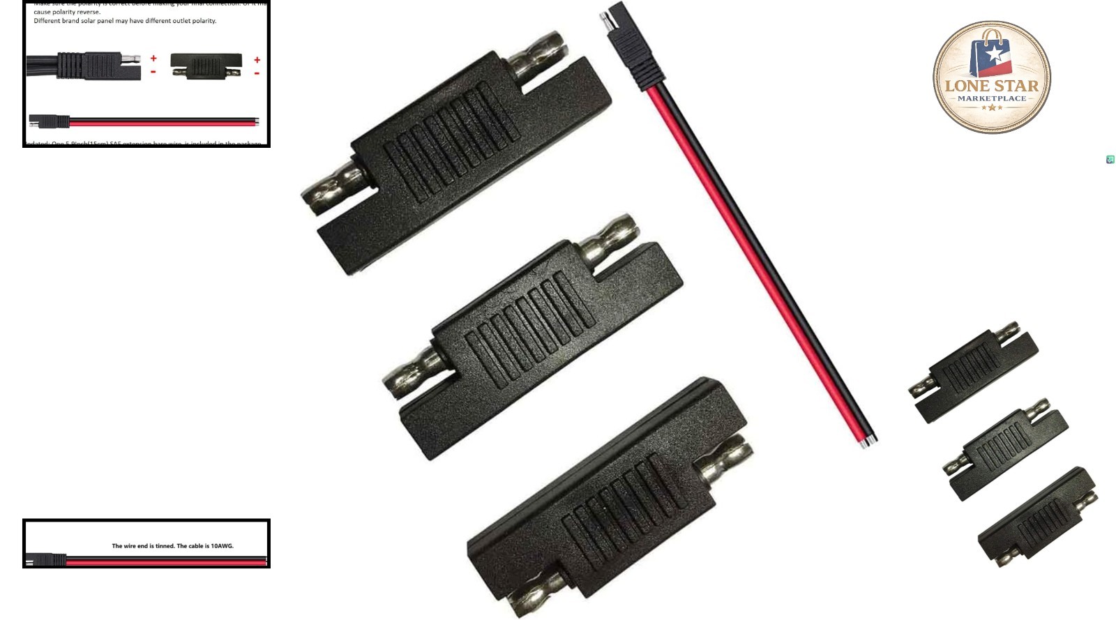 Versatile SAE Connector Set with 10AWG Wire for Solar Power Solutions – 3 Pack