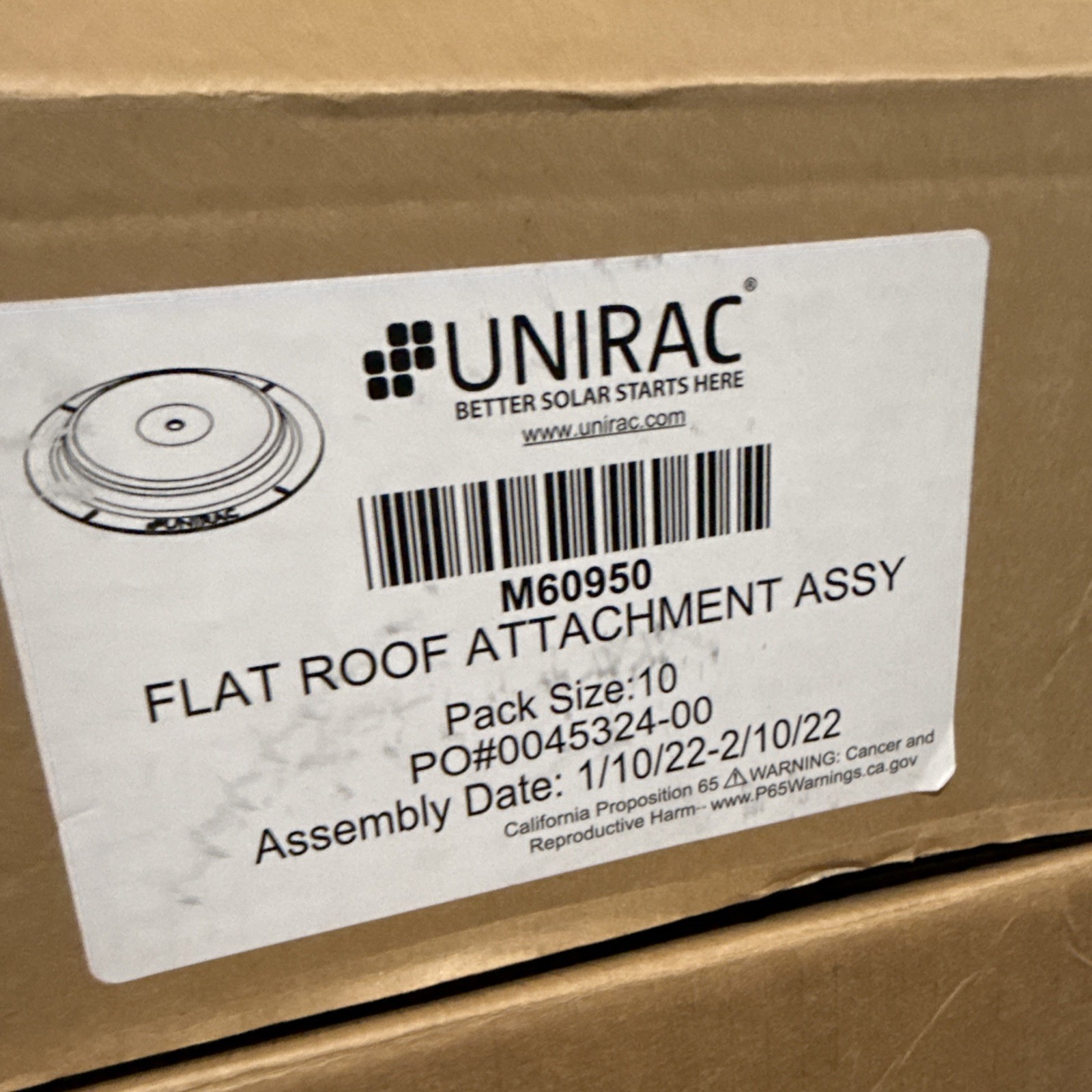 8x Unirac White Flat Roof Attachment Assemblies M60950 Solar (lot Of 8)No Screws