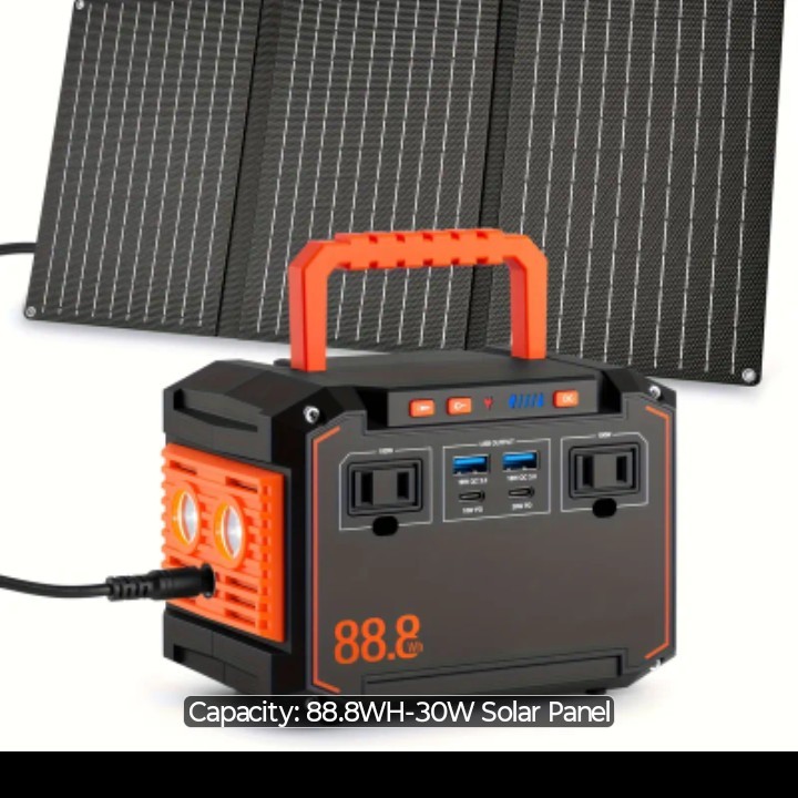 350W/150W Peak Solar Generator Portable Power Station with 60W/40W/30W/21W Solar