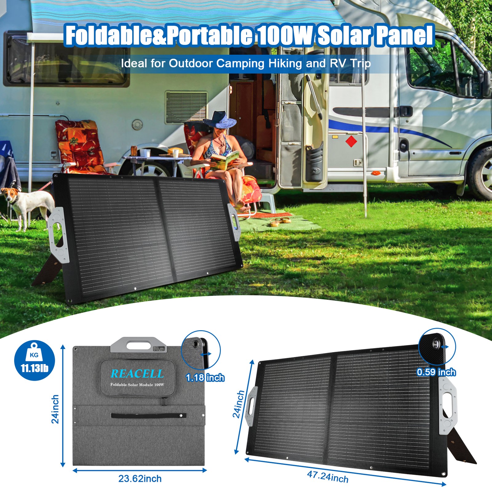 REACELL 100W Foldable Portable Solar Panel for Power Station Solar Generator