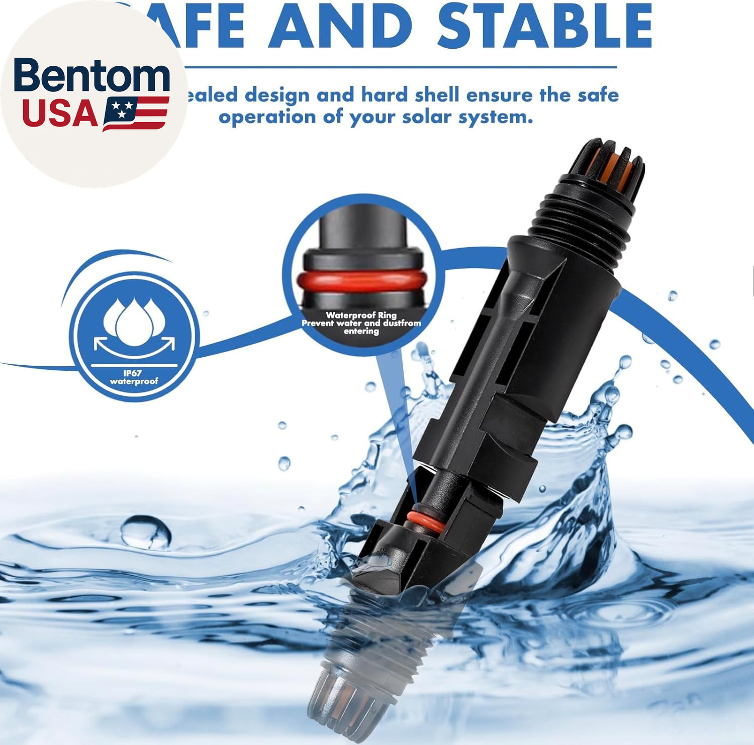 16 PCS Solar Panel Connectors, Male/Female IP67 Waterproof 1000V 30A Solar Cable