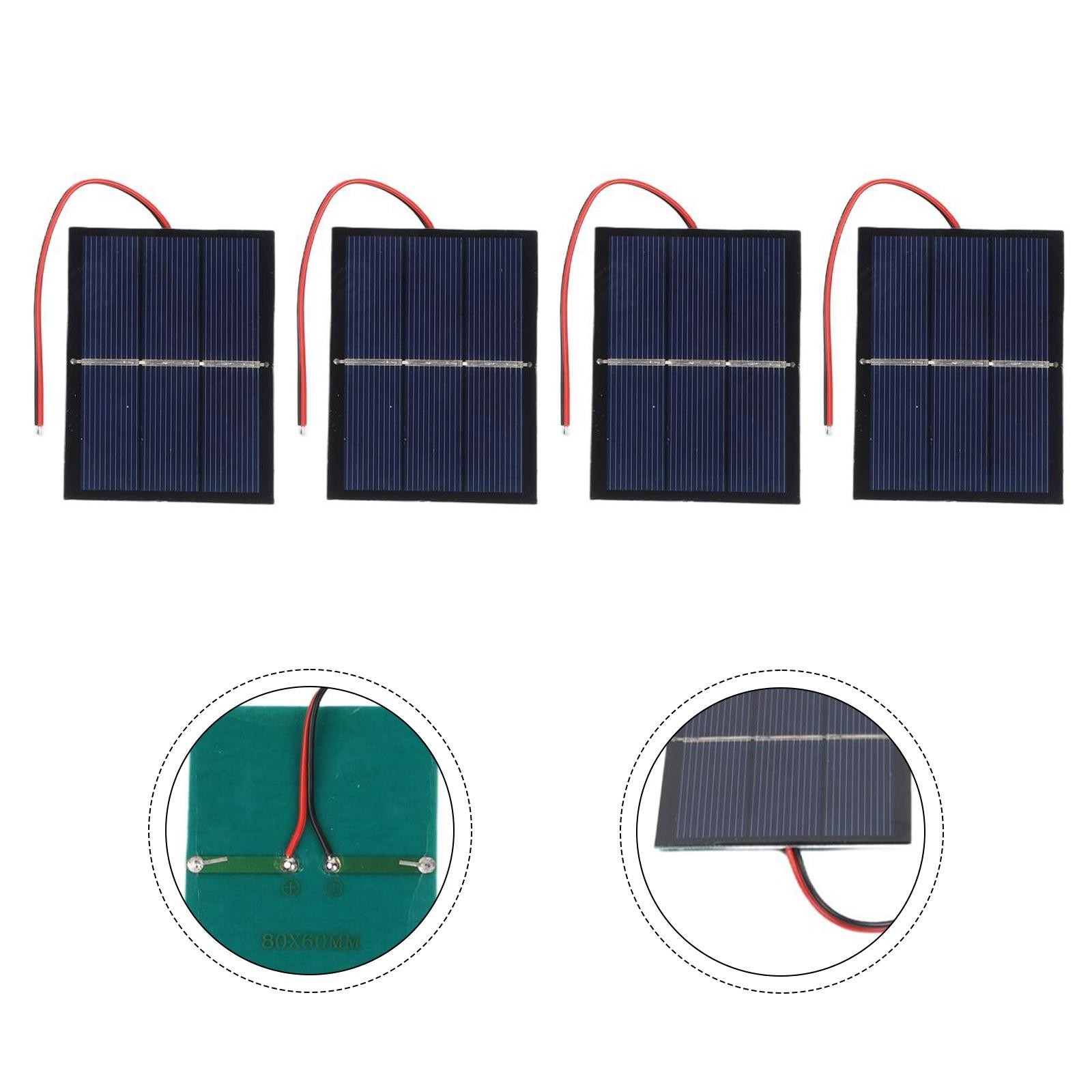 4 Pack 065W 15V Solar Panels with Wiring for Small Power Solar Devices 60x80mm