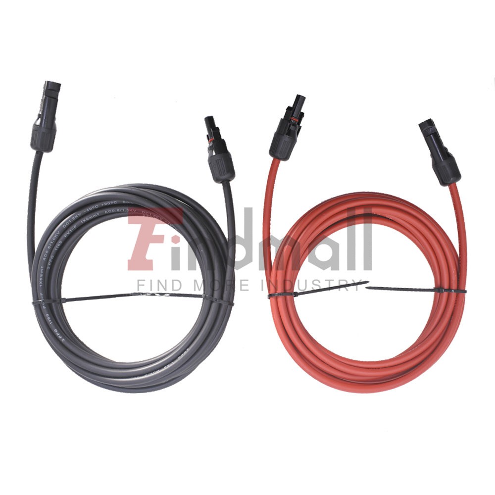 10 AWG Solar Panel Extension Cable Wire Connector 1 Pair 15FT Red + Black