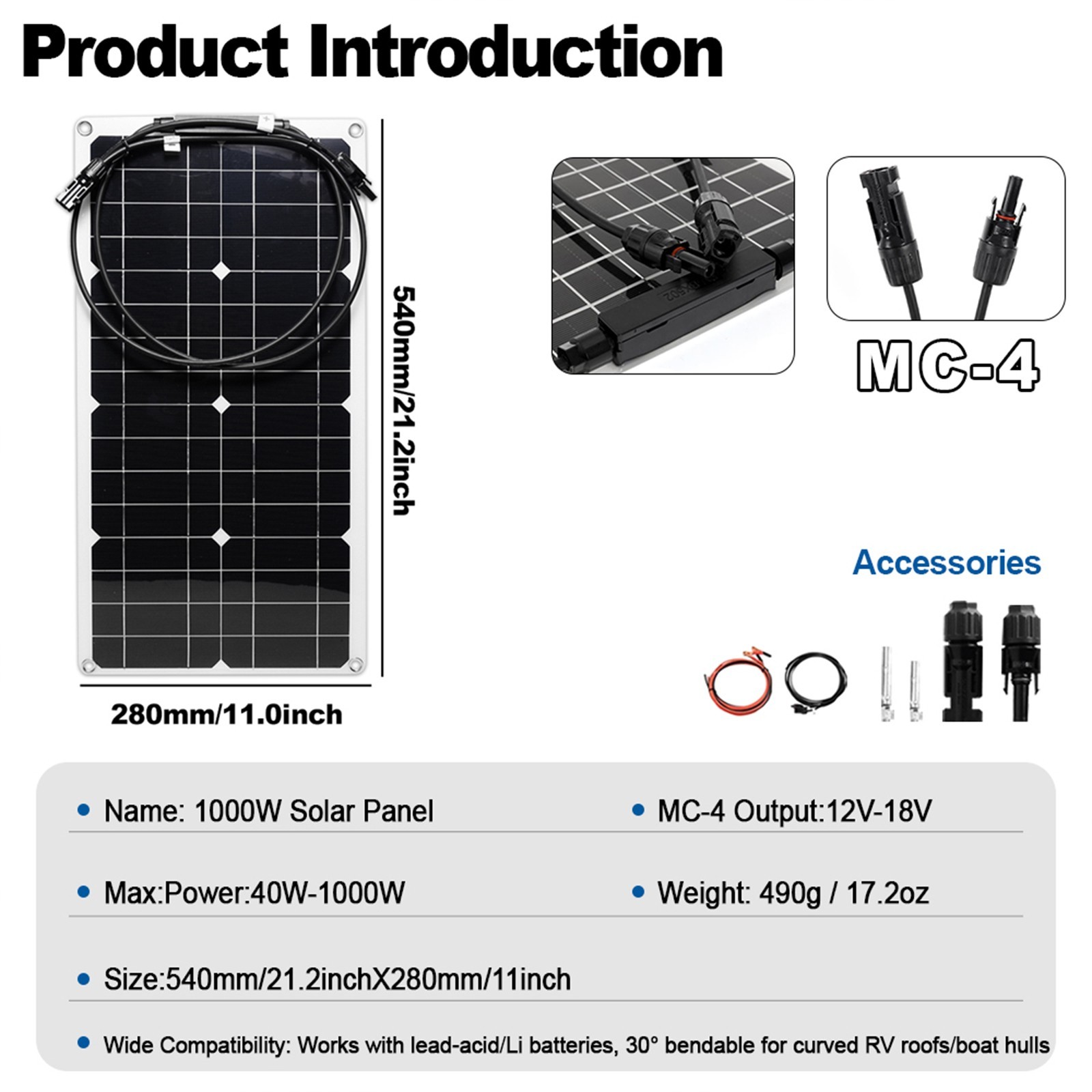 4 x 40W High-Efficiency PV Panels + 30A-100A Intelligent Controller for RV/HomE,