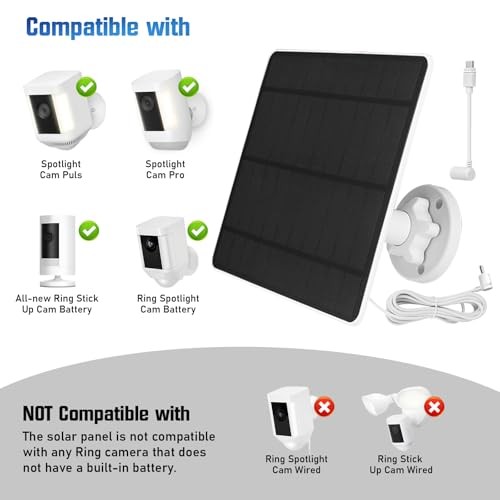 Solar Panel for Ring Camera 2 Pack, 5W Solar Panel Charger for Ring – 2 Pack