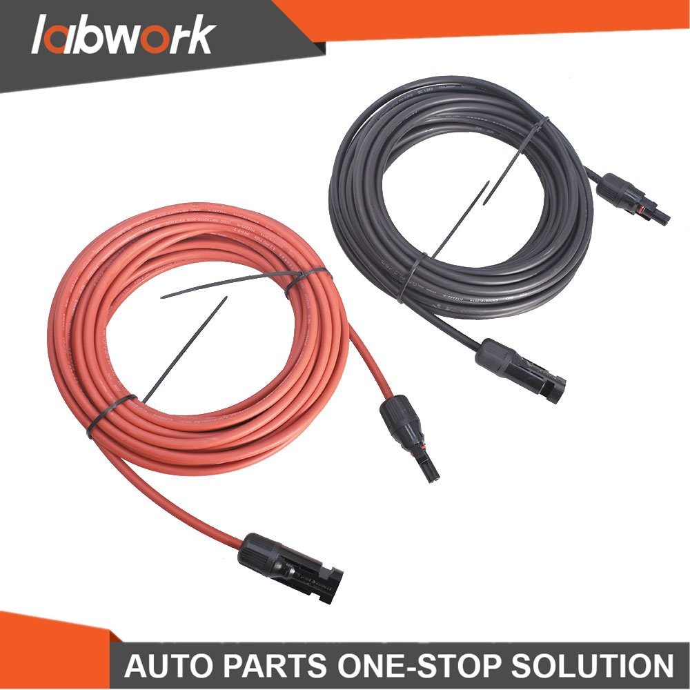 Labwork 1 Pair 20ft 12AWG Black+Red Solar Panel Extension Cable Wire Connector