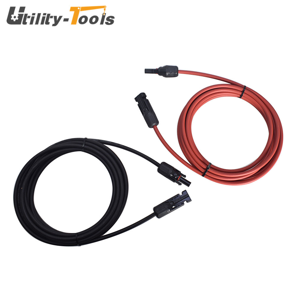 12/10 AWG 1 Pair Black + Red Solar Panel Extension Cable Wire Connector