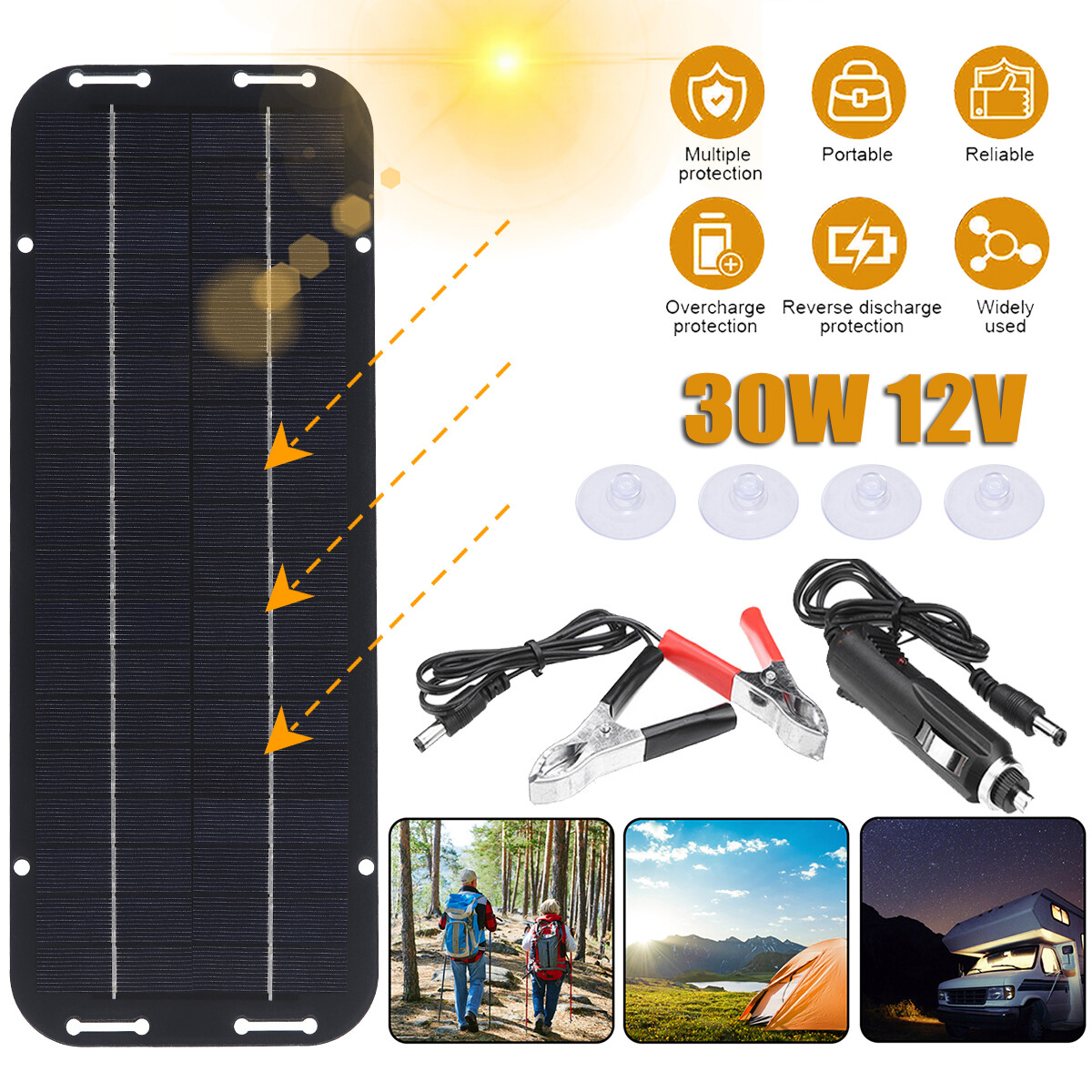 1-10 Set 30W Solar Panel Kit 12V Trickle Charger Battery Charger for Boat Car RV