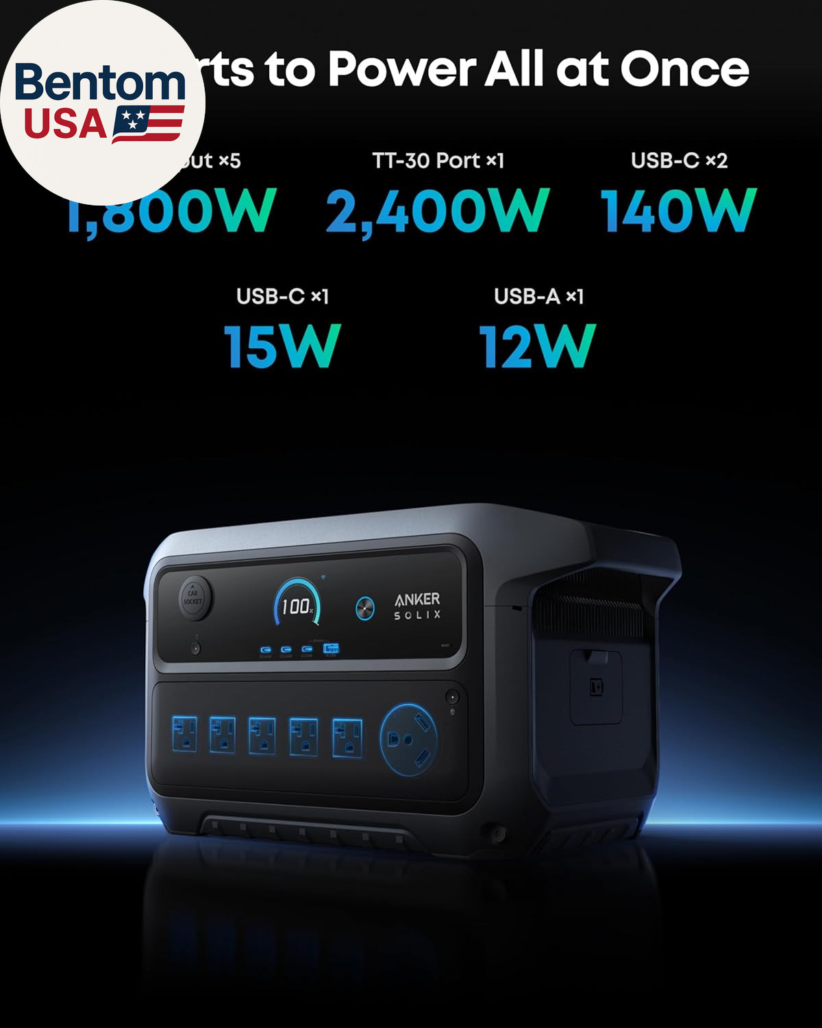 SOLIX C2000 Gen 2 Portable Power Station, 2,400W (Peak 4,000W) Solar Generator,