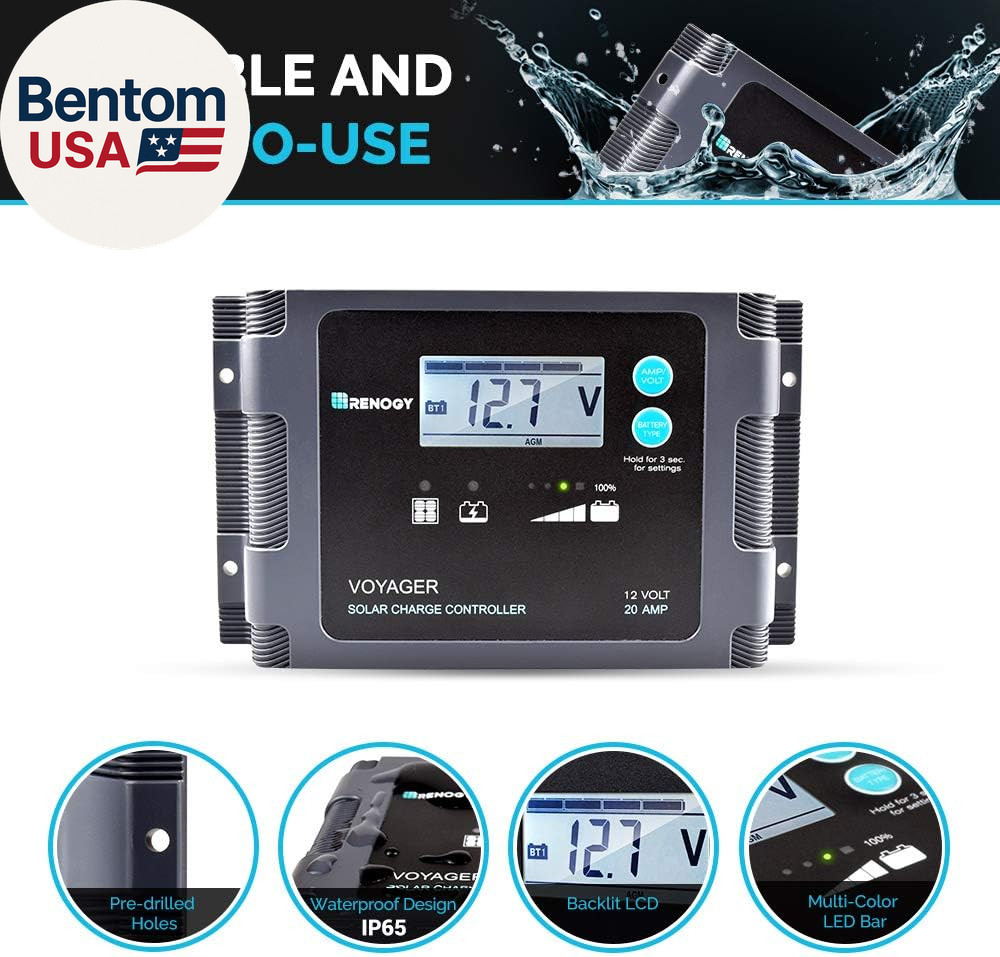 200W 12V Portable Solar Panels Suitcase with Waterproof 20A Charge Controller, F