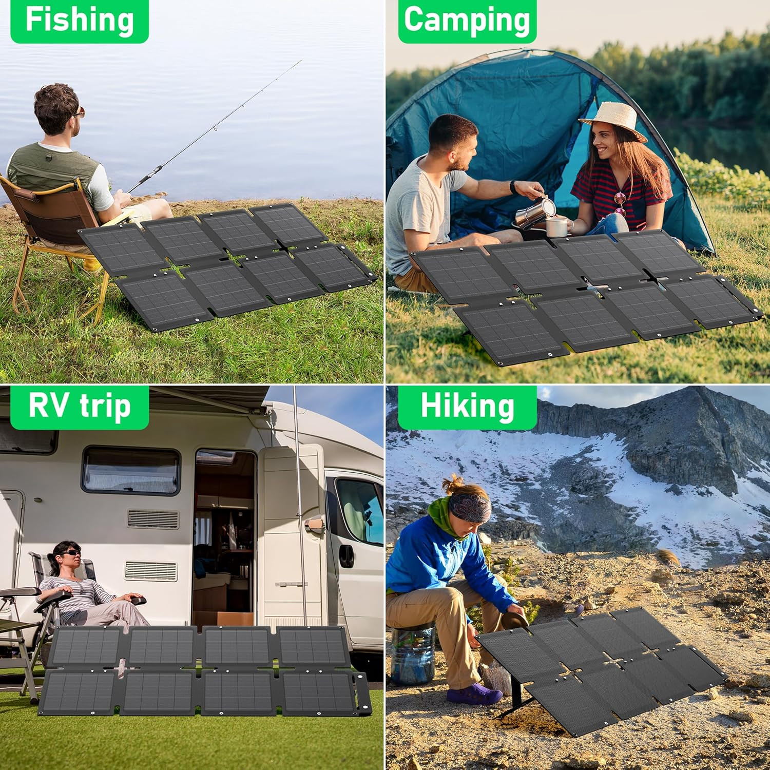 60W Portable Solar Panel, High Efficiency, Waterproof, USB-C for Camping & RV