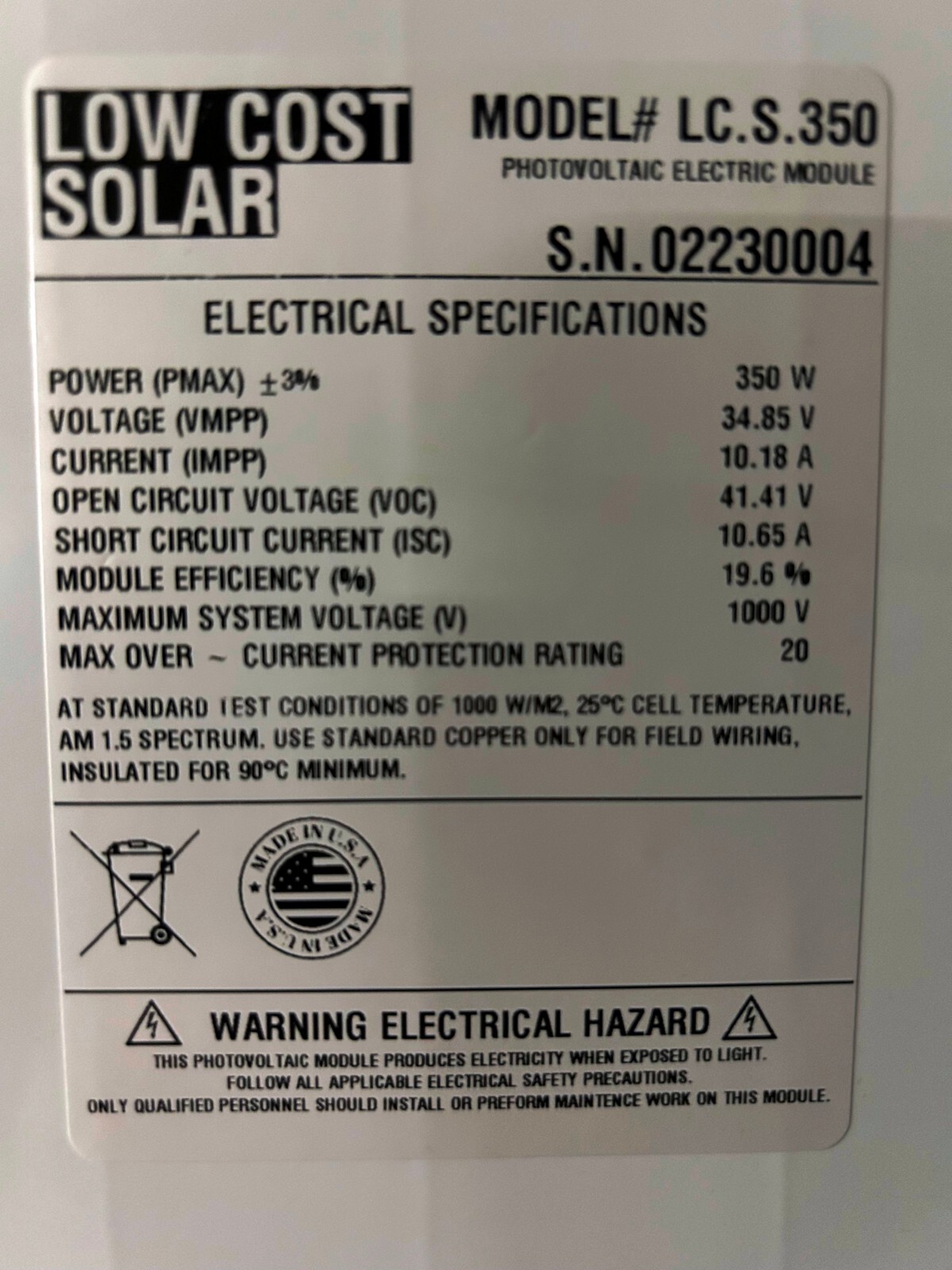 10~NEW 350 W SOLAR PANEL 24 V AMERICAN MADE 22.7% CELLS AMERICAN COMPANY