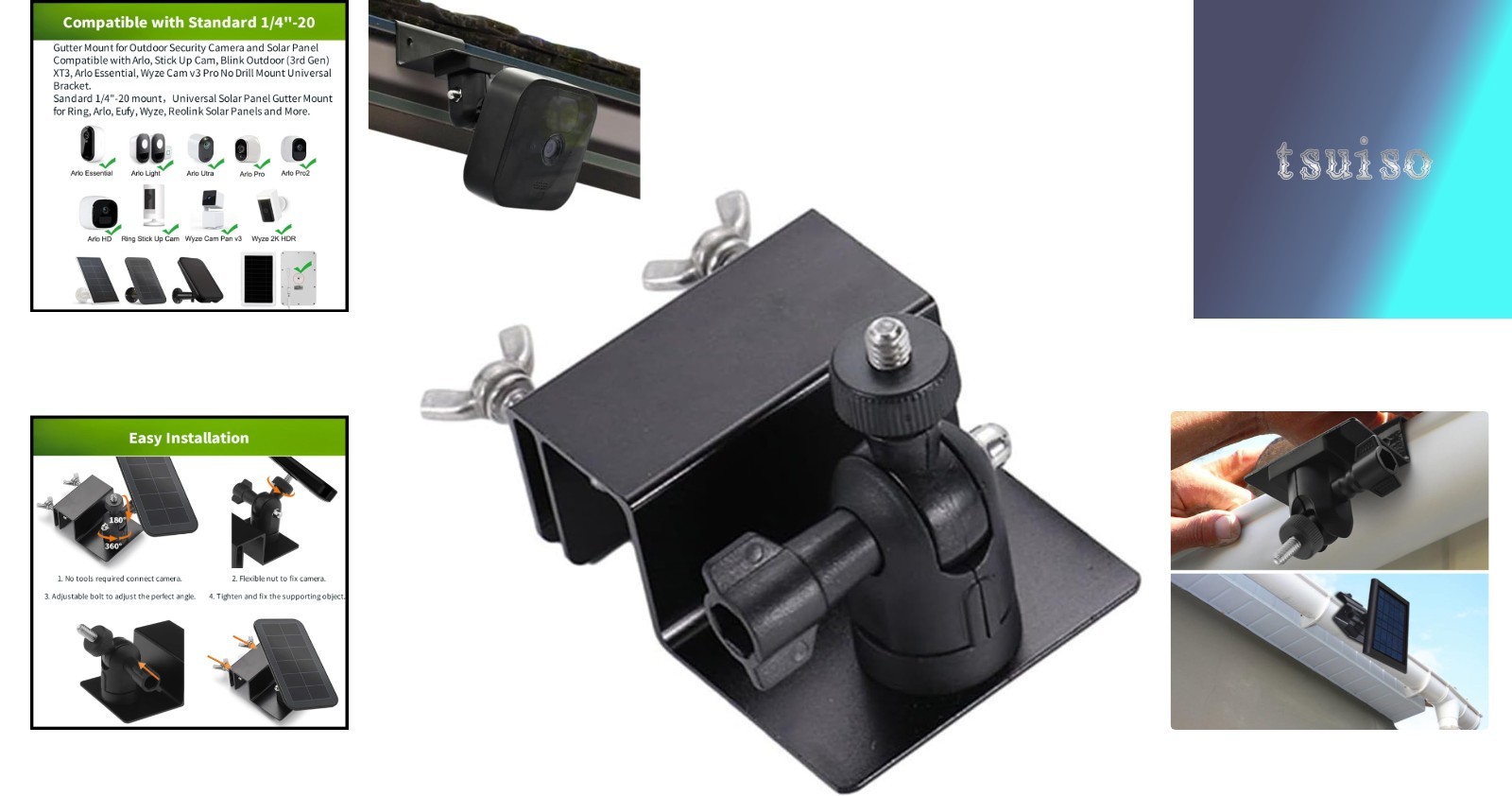 No Drill Stainless Steel Solar Panel Gutter Mount Compatible with Leading Brands