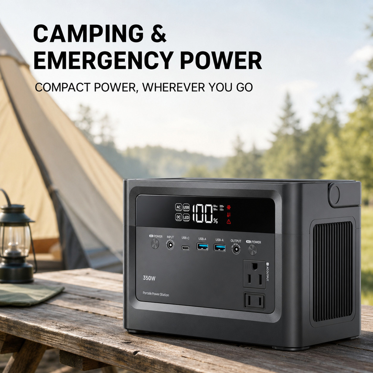 350W Surge 700W Portable Power Station 230.4Wh LiFePO4 Battery 110V AC Outlet