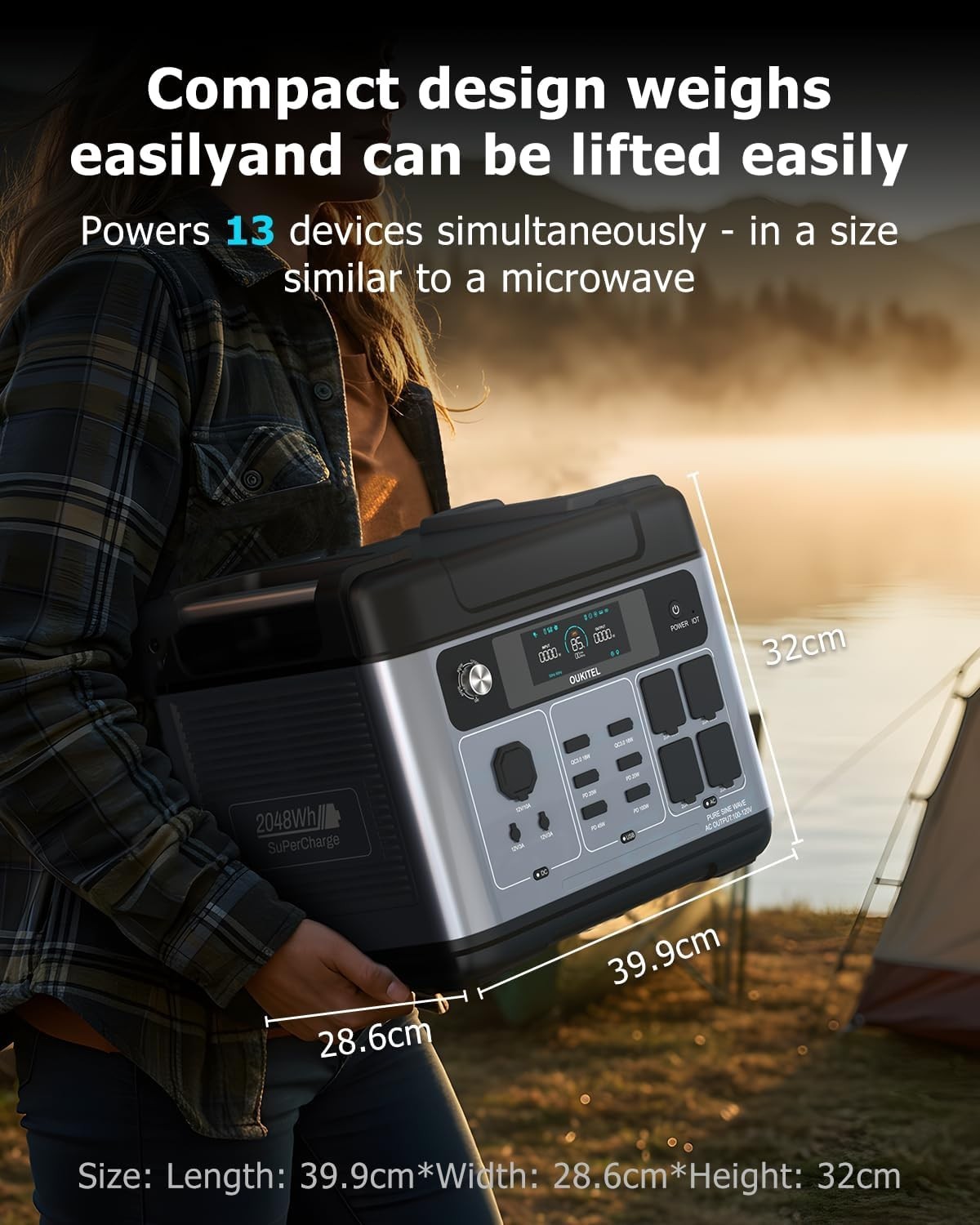 OUKITEL P2001 Plus Portable Power Station 2400W/2048Wh Solar Generator LFBattery