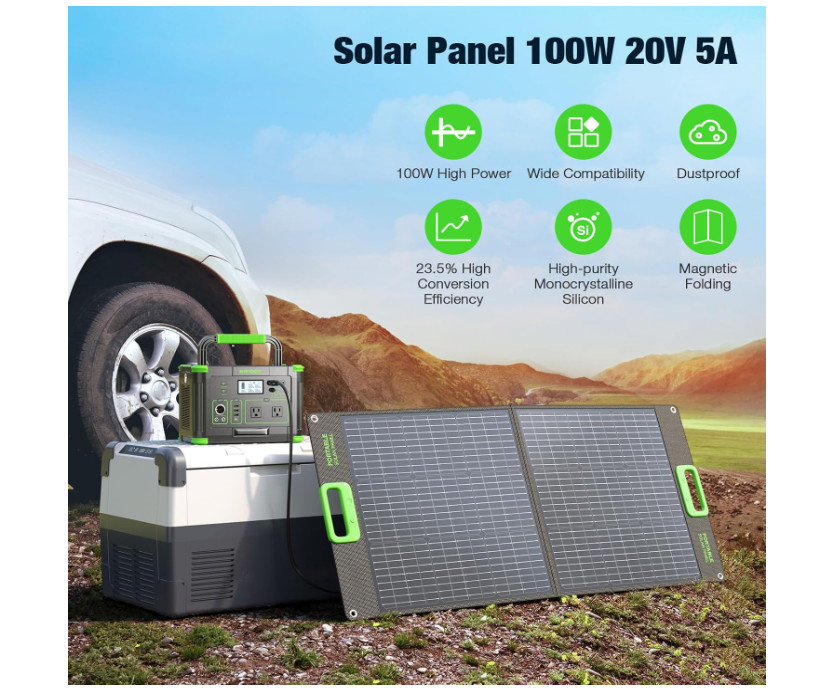 GRECELL 100W Portable Solar Panel for Power Station Generator 20V Foldable