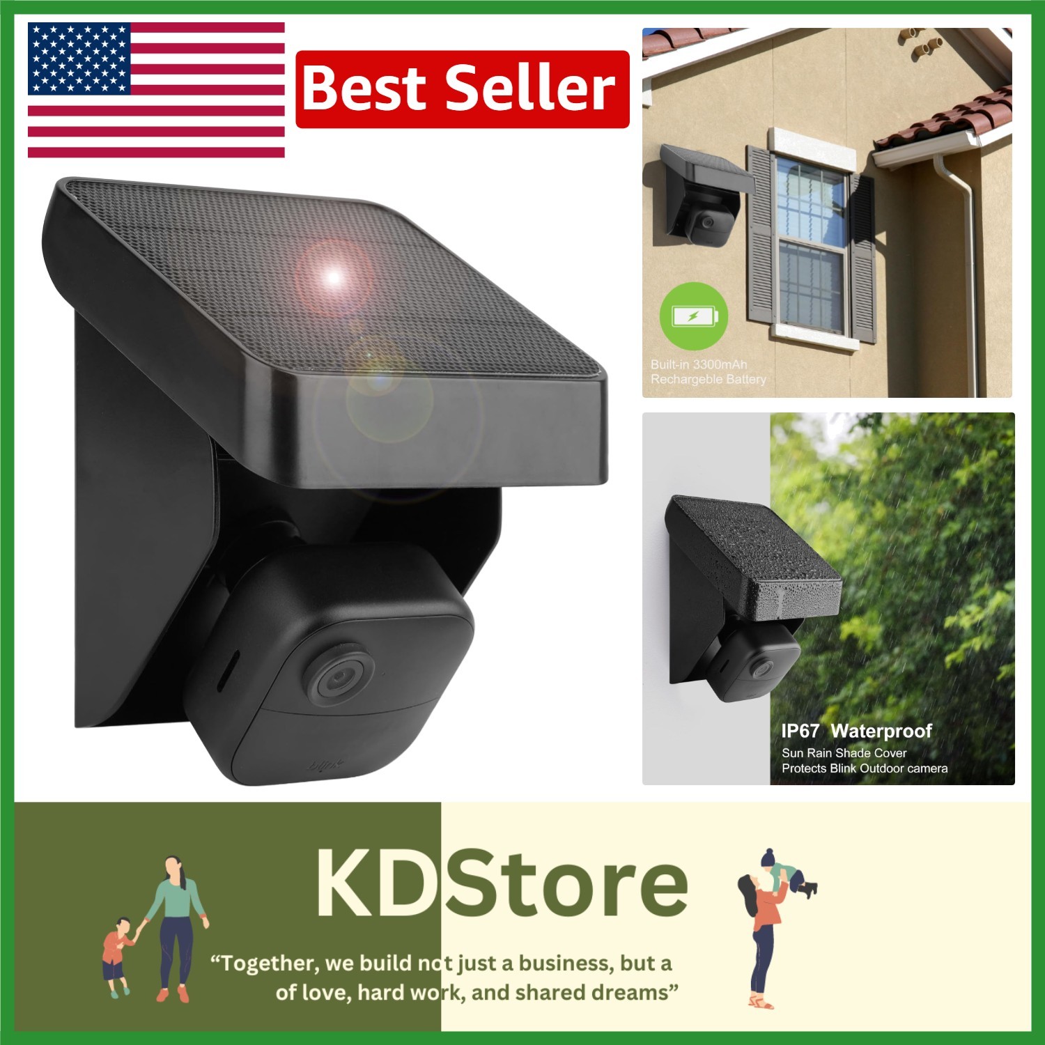 Weatherproof Solar Panel Charging Mount for Blink Cameras – 3300mAh Battery