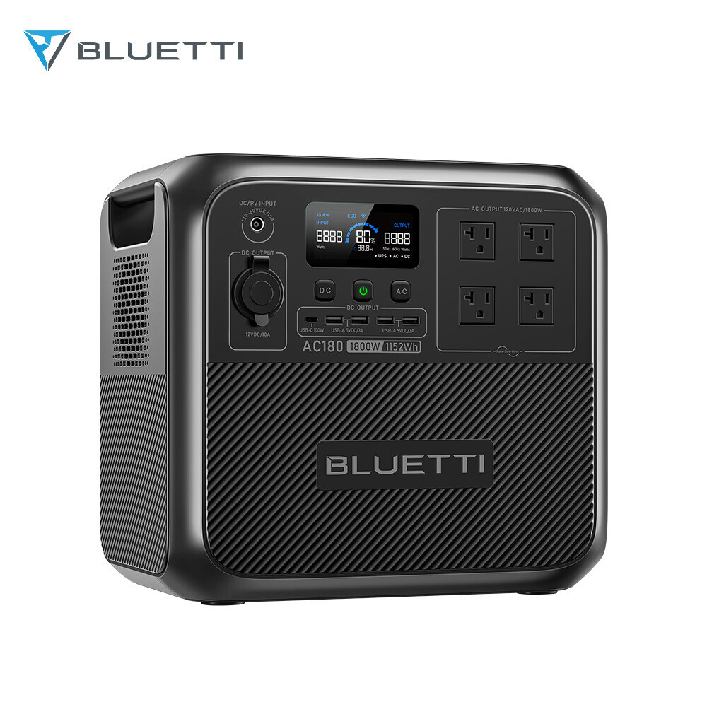 BLUETTI AC180 1152Wh Power Station+Charger 1 560W Alternator Charger for Trip
