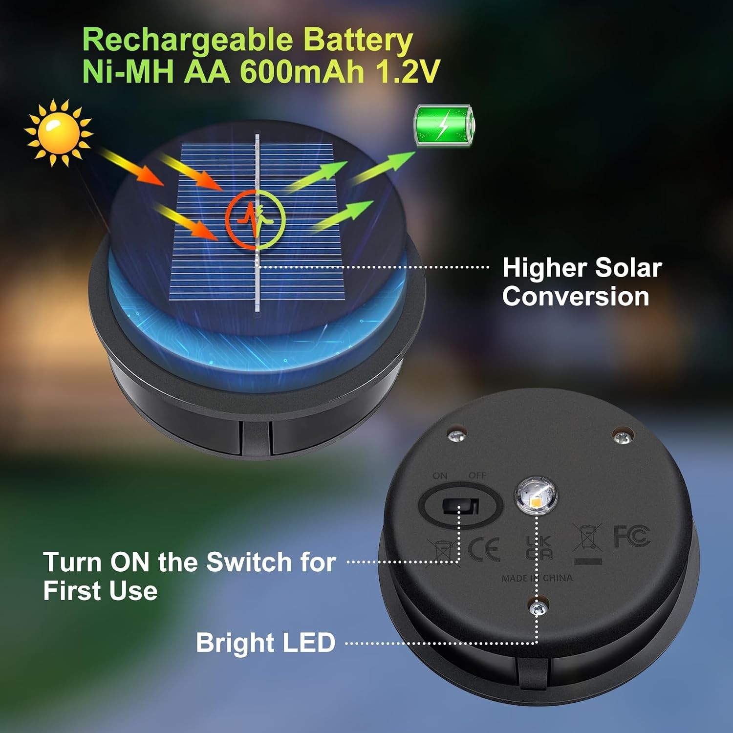 AA 600mAh Solar Lights Replacement Top Parts, Solar Panel for Outdoor Garden …