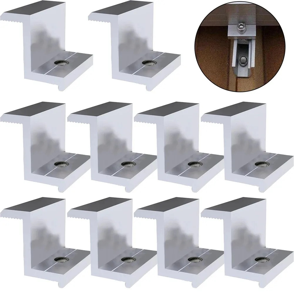 10Pcs Aluminum Alloy PV End Clamps Solar Photovoltaic Brackets For Solar Module