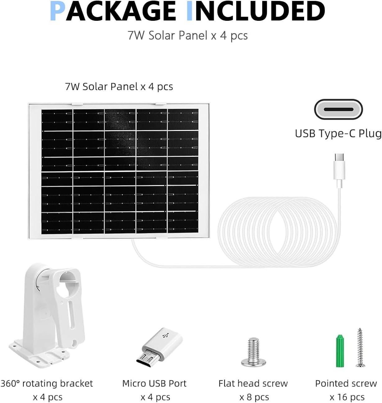 Panel Charger 8W 4 Pack Compatible Arlo Essential VMA6600 Solar Generation 2025