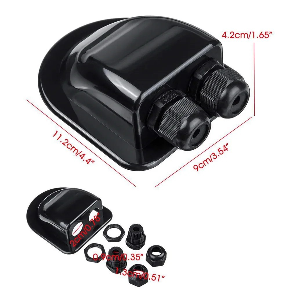 Waterproof Double Cable Entry Gland Box ABS Roof Connector for RV Boat Solar Pan