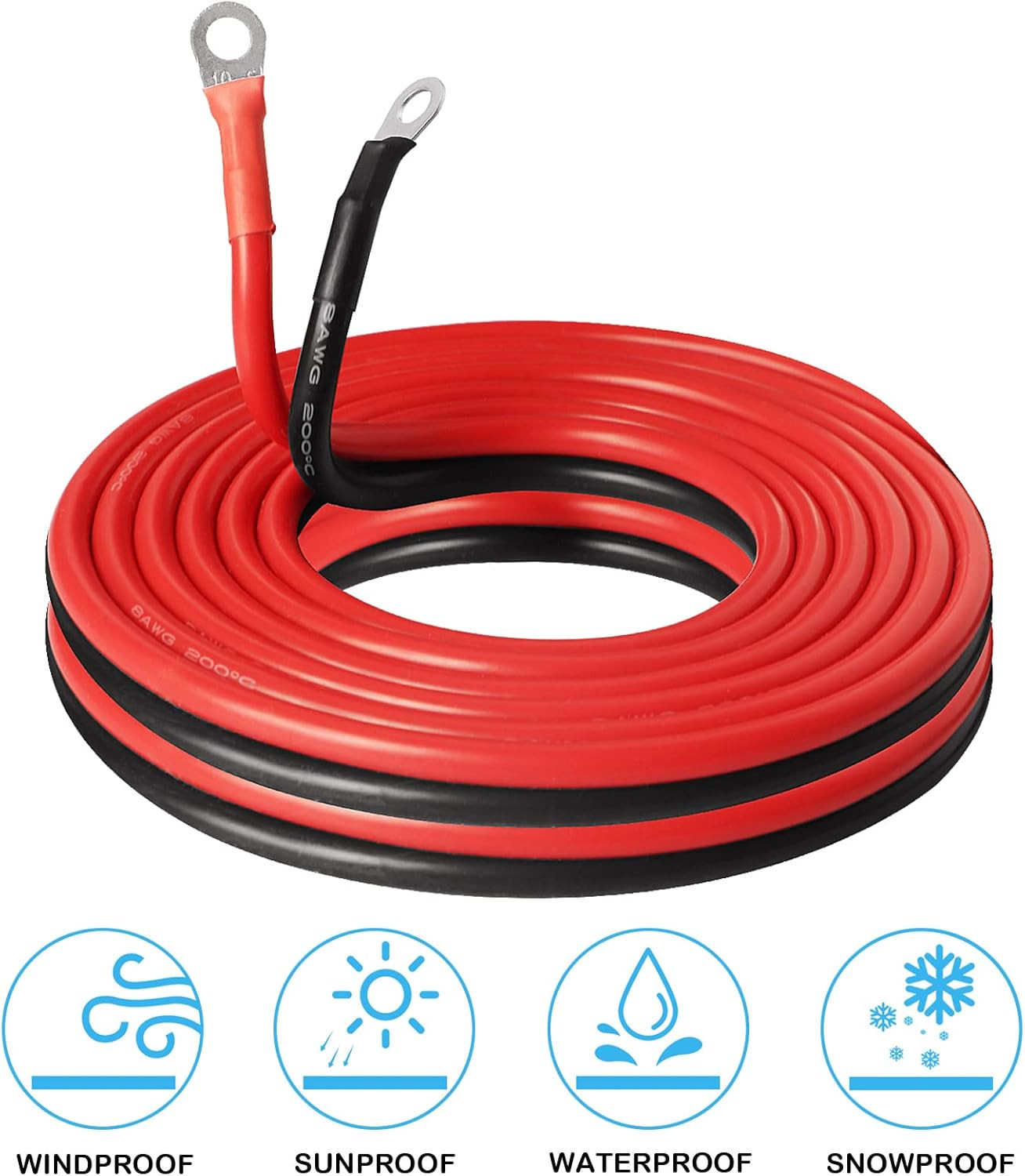 Trolling Motor Battery Cable Extension Wire Kit-10 Feet 8 Gauge Wire for Extendi