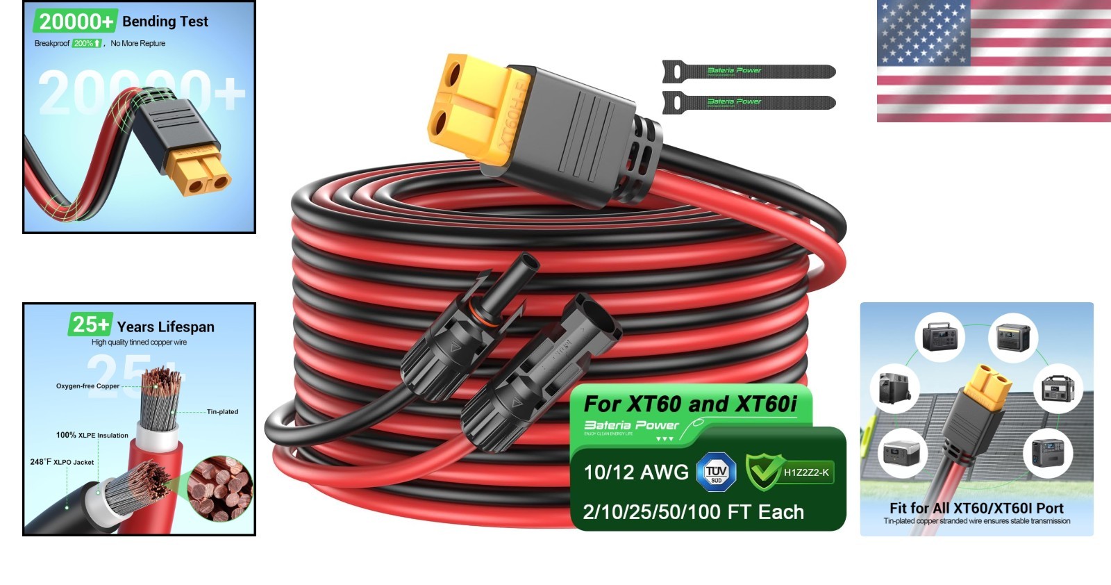 Portable 16.4FT Solar Generator Cable