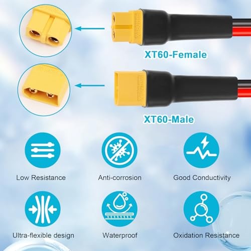 10AWGPCS XT60 Extension Cable 3 5 10 1505 30 35 40 50 75 100FT XT60 2FT 2